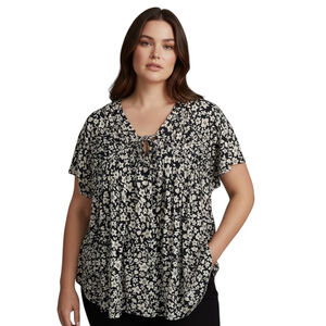 Lane Bryant Womens Blouse 26/28 Floral Cottagecore Dainty Boho Vacation Travel